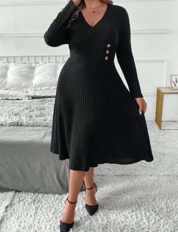 Rochie medie SHEIN CURVE, negru Negru