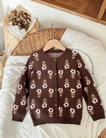 Cardigan Shein Kids, maro/ecru Maro