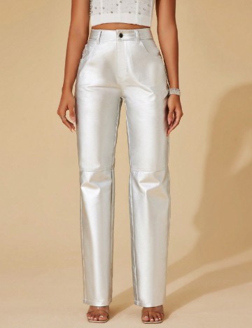 
						Pantaloni SHEIN, argintiu