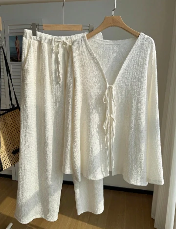 Compleu SHEIN CURVE, ecru Alb