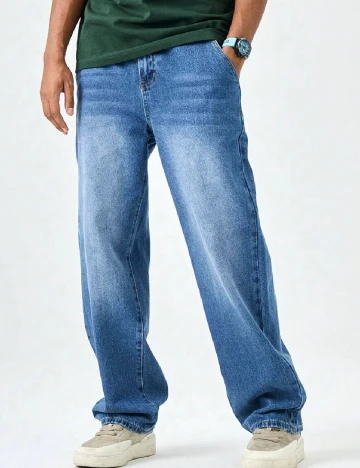 Blugi SHEIN Plus Size Men, albastru Albastru