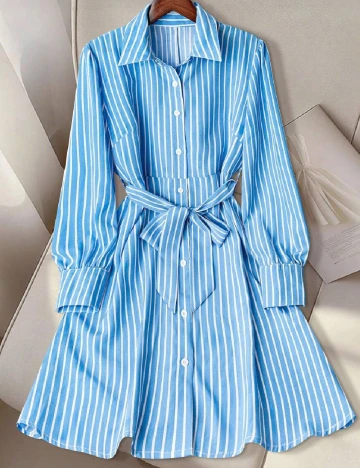 Rochie scurta SHEIN, albastru/alb Albastru