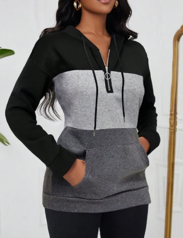 Hanorac SHEIN, negru/gri Gri