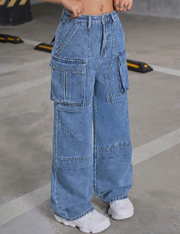 
						Blugi Shein Kids, albastru