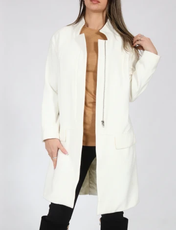 Palton Zara, ecru Alb
