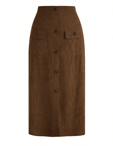 Fusta SHEIN CURVE, maro Maro