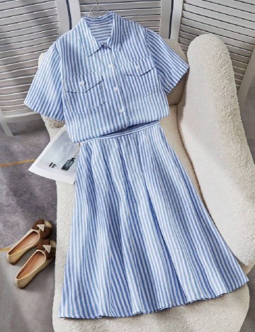 
						Compleu Shein Kids, alb/bleu