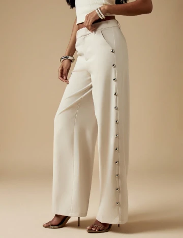 Pantaloni Missguided, ecru Alb