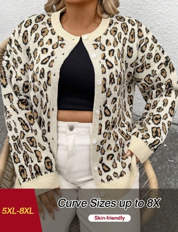 Cardigan SHEIN CURVE, animal print Animal print