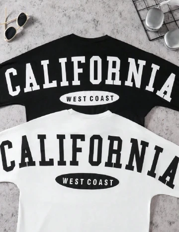 Set bluze 2 bucati Shein Kids, alb/negru