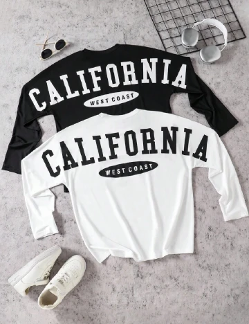 Set bluze 2 bucati Shein Kids, alb/negru