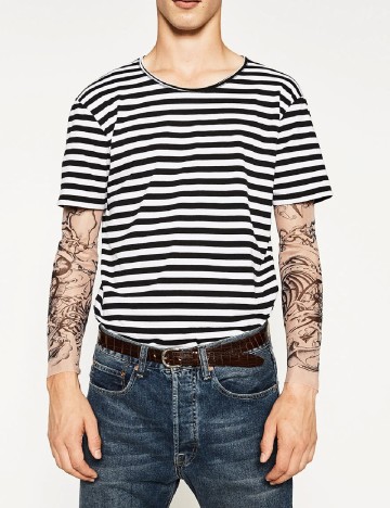 
						Tricou Zara, alb/negru