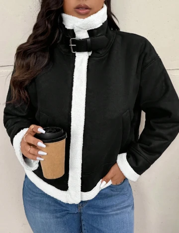 Jacheta SHEIN CURVE, negru/alb Negru