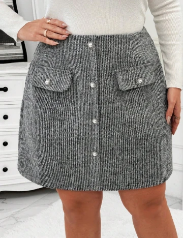 Fusta SHEIN CURVE, gri Gri