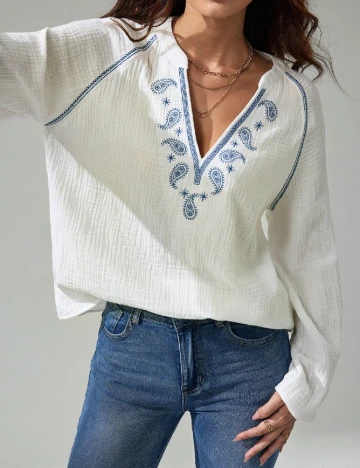 Bluza Oversize SHEIN, alb Alb