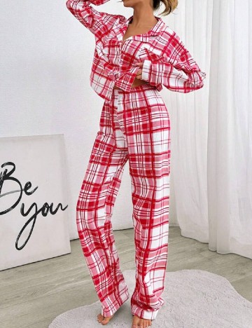 
						Pijama SHEIN, alb/rosu