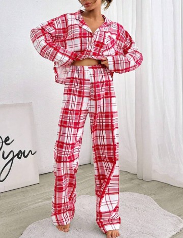 Pijama SHEIN, alb/rosu