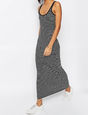 Rochie lunga Vero Moda, alb/negru