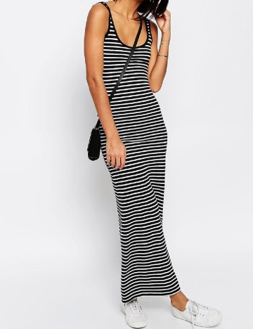 Rochie lunga Vero Moda, alb/negru