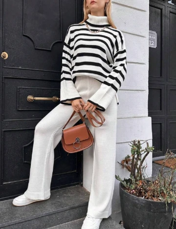 Compleu SHEIN, alb/negru Alb