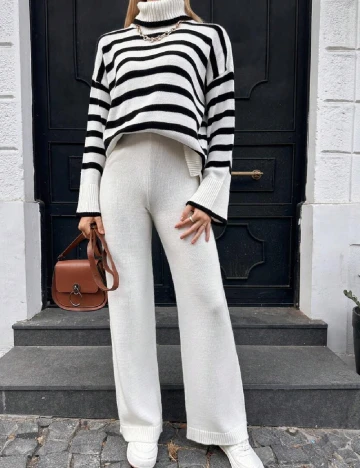 Compleu SHEIN, alb/negru Alb