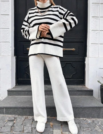 Compleu SHEIN, alb/negru Alb