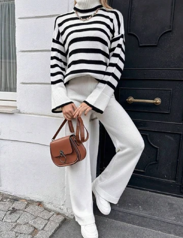 Compleu SHEIN, alb/negru Alb