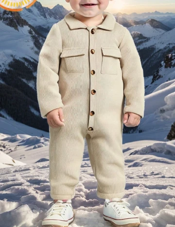 Salopeta Shein Kids, bej Crem