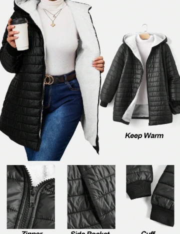 Geaca SHEIN CURVE, negru Negru