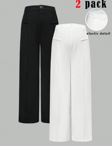 Set pantaloni 2 perechi SHEIN, alb/negru Alb