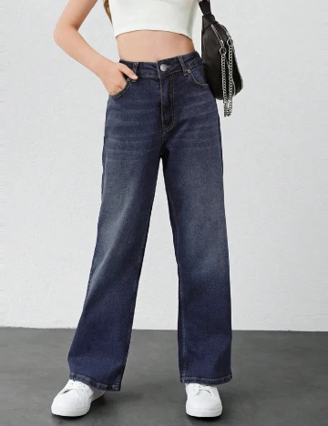 Blugi Shein Kids, bleumarin Albastru