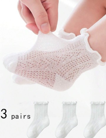 
						Set sosete 3 perechi Shein Kids, alb