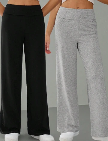 Set pantaloni 2 perechi SHEIN, negru/gri Negru