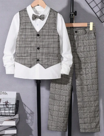 Compleu Shein Kids, alb/gri Gri