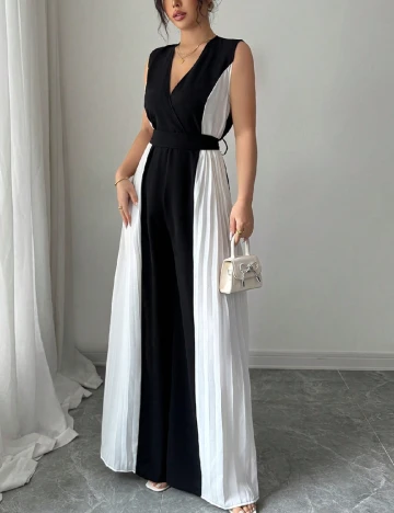 Salopeta SHEIN, negru/alb Negru