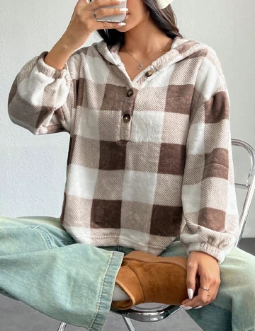 Hanorac SHEIN, maro/alb Maro