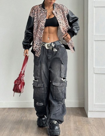 
						Jacheta SHEIN, animal print/negru