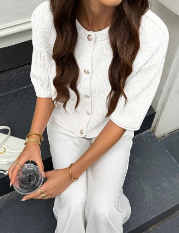 Cardigan SHEIN, alb Alb