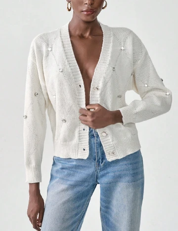 Cardigan SHEIN, alb Alb