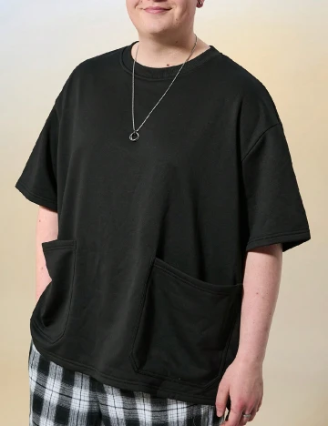 Tricou SHEIN Plus Size Men, negru Negru