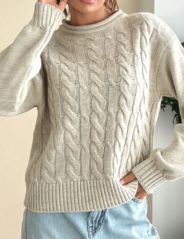 Pulover SHEIN, bej Crem