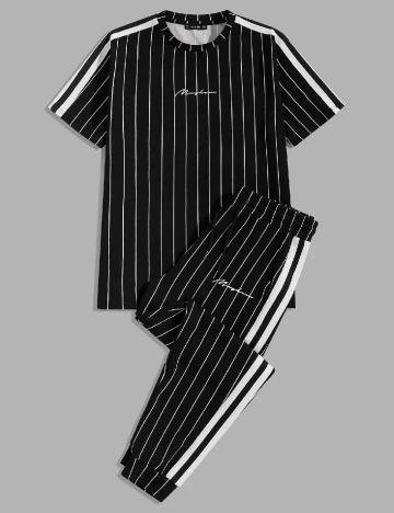 Compleu SHEIN, negru/alb Negru