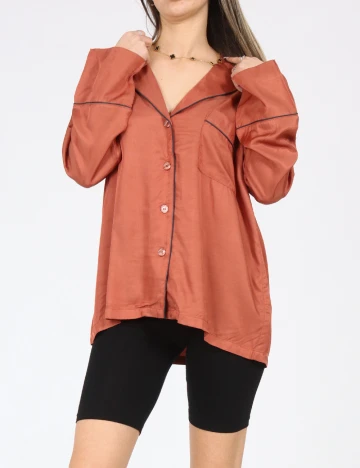 Bluza de pijama Oysho, caramiziu Maro