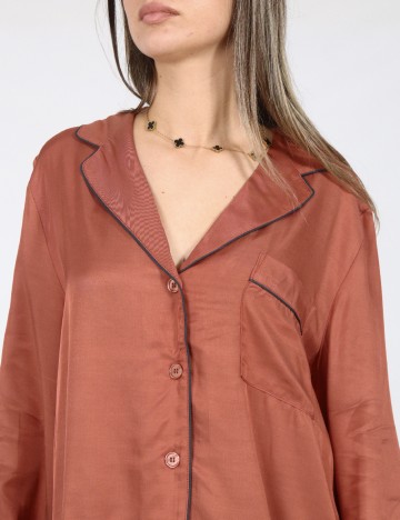 Bluza de pijama Oysho, caramiziu