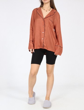 Bluza de pijama Oysho, caramiziu