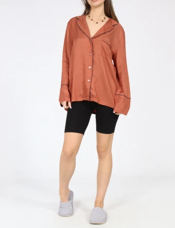 Bluza de pijama Oysho, caramiziu Maro