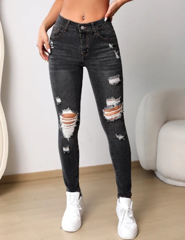 Blugi SHEIN, gri inchis Gri