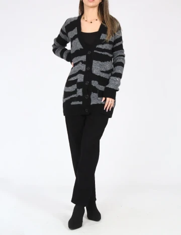 Cardigan Zara, negru/gri Gri
