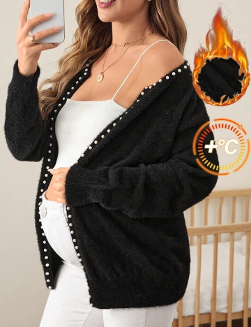 Cardigan SHEIN Maternity, negru Negru