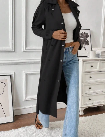 Trench SHEIN, negru Negru
